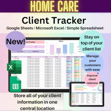 Load image into Gallery viewer, Home Care Client Tracker for  (Google Sheets &amp; Microsoft Excel)
