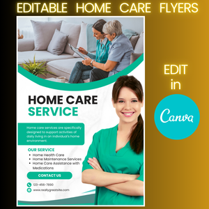 Home Care Flyer Templates (editable in Canva)