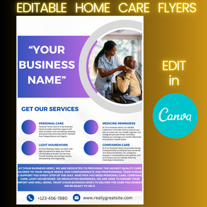 Home Care Flyer Templates (editable in Canva)