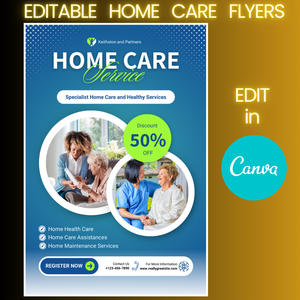 Home Care Flyer Templates (editable in Canva)