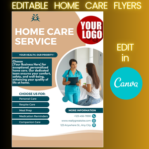 Home Care Flyer Templates (editable in Canva)